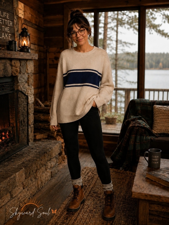 croft & barrow Other - Cozy Cream Coastal Fisherman Stripe Sweater | Nautical Cream Navy Knit Pullover